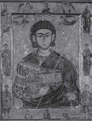 Св. Прокопий в окружении святых,. 1300-е гг. Монастырь св. Екатерины, Синай