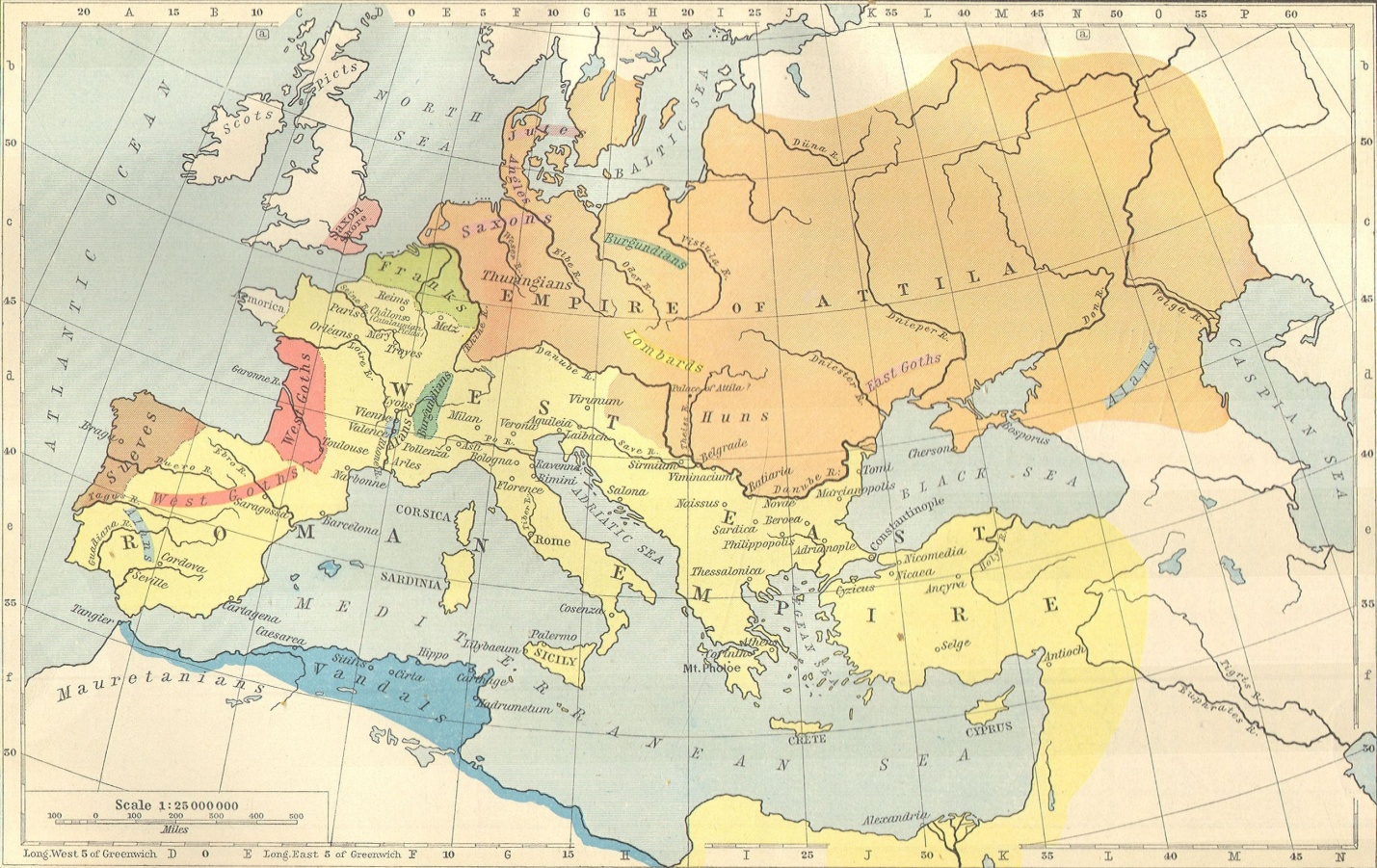  Так выглядит Европа в гуннский период по мнению западных историков