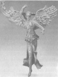 Рис. 123. Крылатая богиня Ника. Украшение бронзового ритуального сосуда. Вани