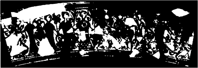 Рис. 14. Расписная керамика из Лирии, Валенсия.  Изображена группа танцующих мужчин и женщин